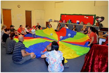 Parachute fun in group time
